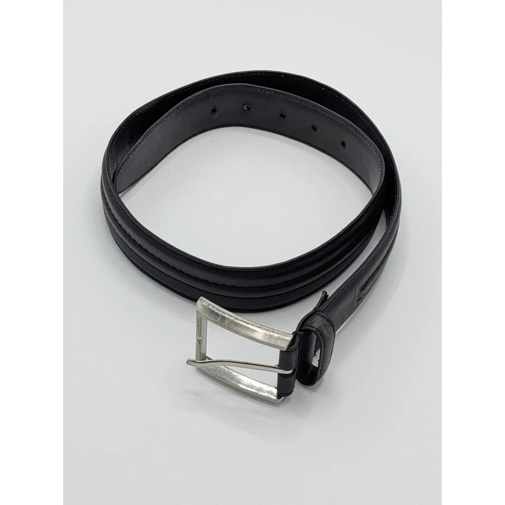 Florsheim Leather Belt Black Size 32 Men's Dress Belt Silver Buckle‎